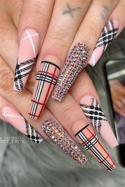 burberry nails coffin|burberry nail art designs.